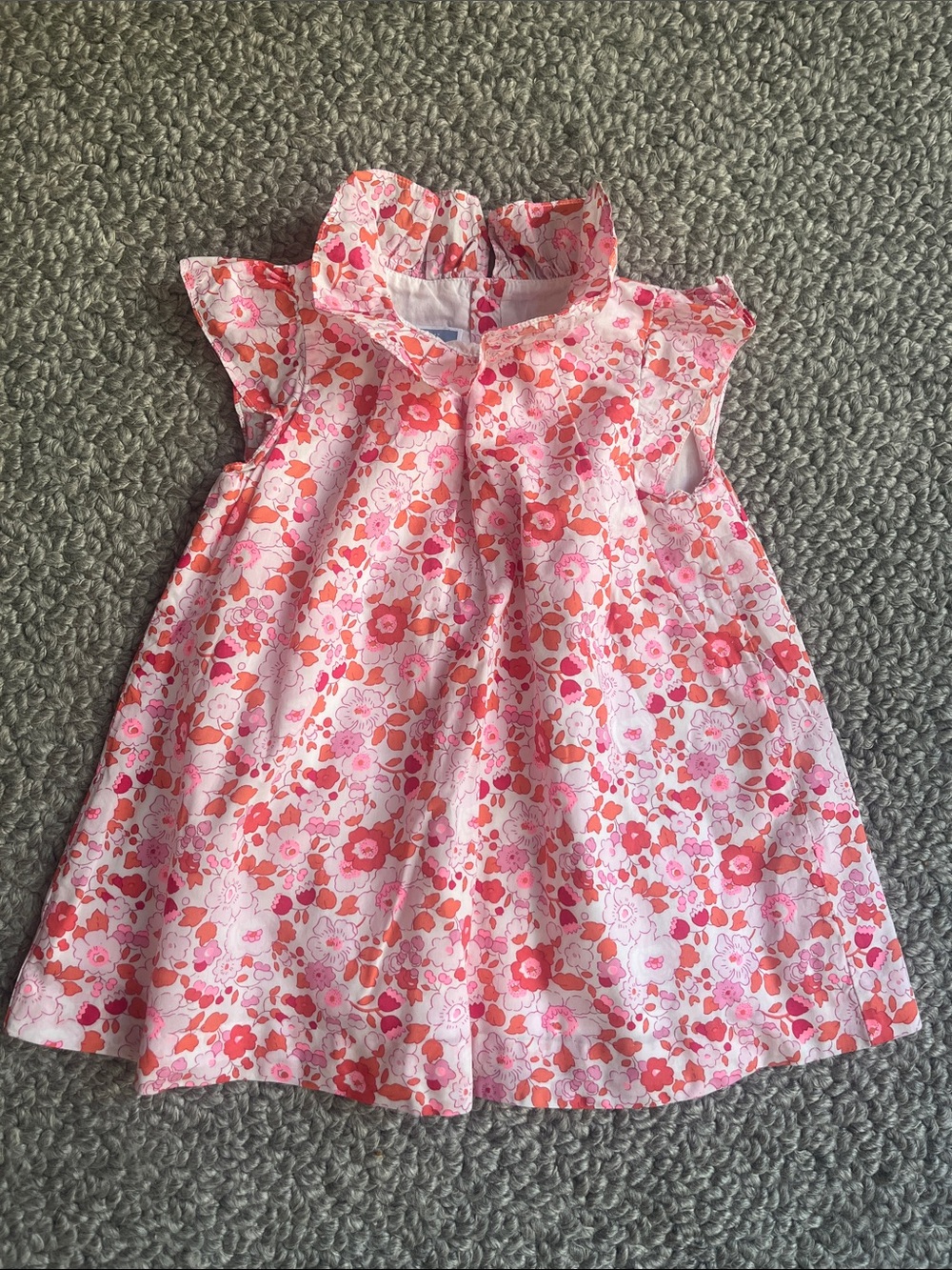 Jacadi Pink and Coral Floral Cap-Sleeve Dress